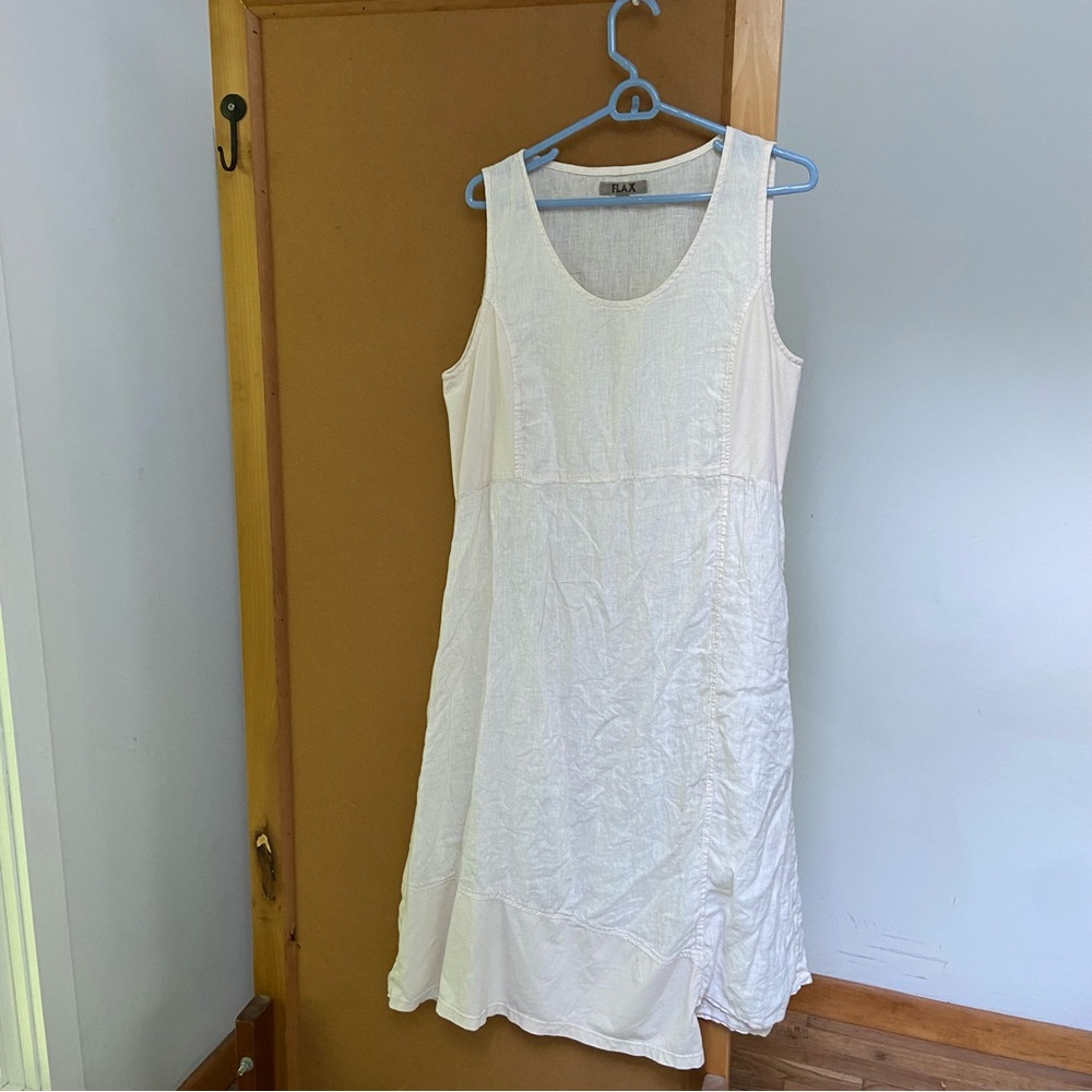 Flax midi dress size 10 light linen and jersey